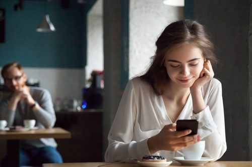 Woman checking her phone