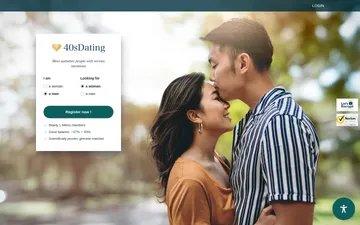 Screenshot of the 40sdating website