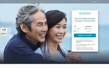 Screenshot of the 50sdating website