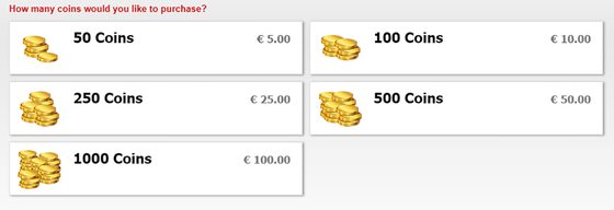 Screenshot of the AmateurCommunity prices