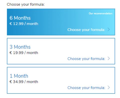 Screenshot of the AttractiveWorld prices