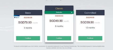 Screenshot of the be2 prices