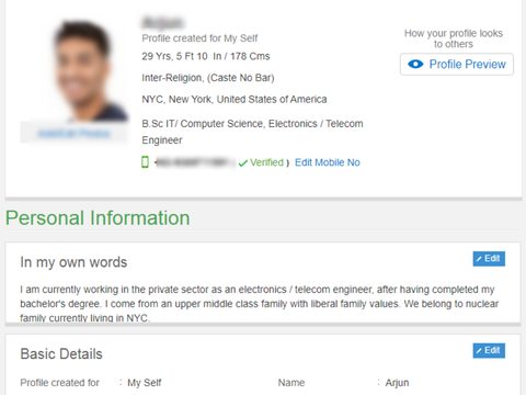 Bharat Matrimony Male Profile