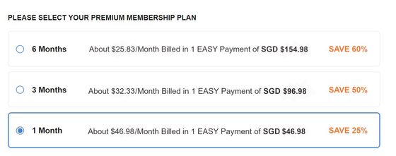 Screenshot of the BiCupid prices
