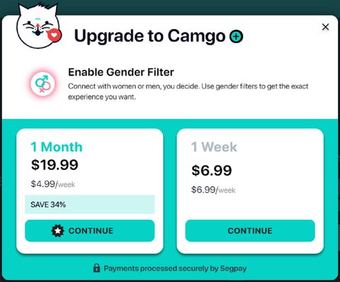 Screenshot of the Camgo prices