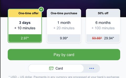 Screenshot of the CooMeet prices