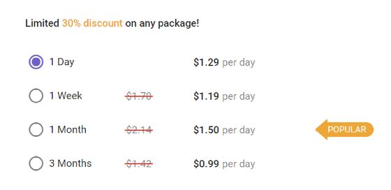 Screenshot of the Dating For Parents prices
