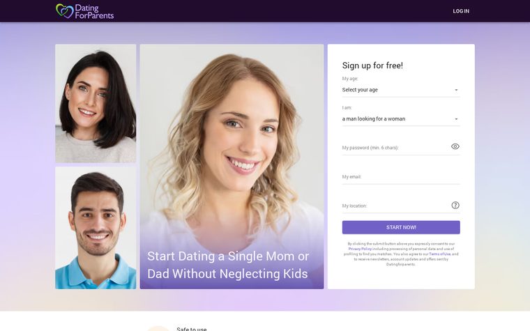 Screenshot of the Dating For Parents website