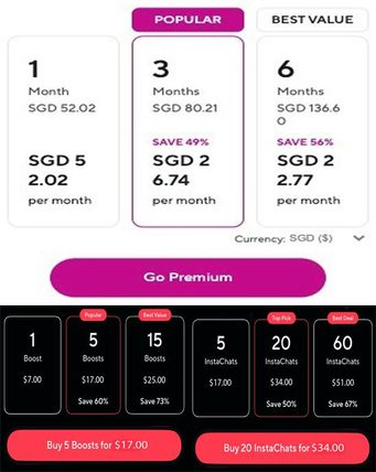 Screenshot of the Dua.com prices