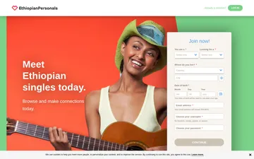 Screenshot of the EthiopianPersonals website