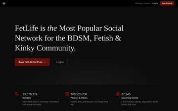 Screenshot of the FetLife website