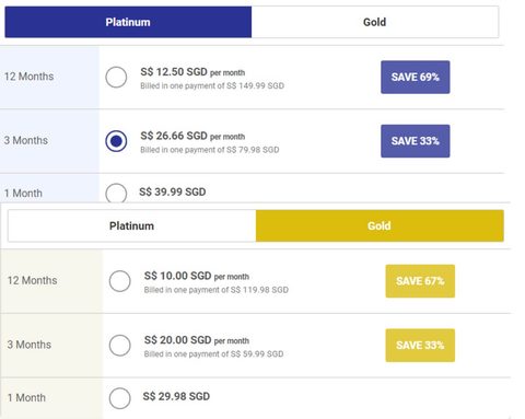 Screenshot of the FilipinoCupid prices