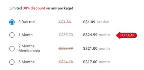 Screenshot of the FlirtyMature prices