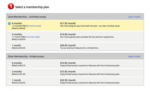 Screenshot of the FriendFinder prices