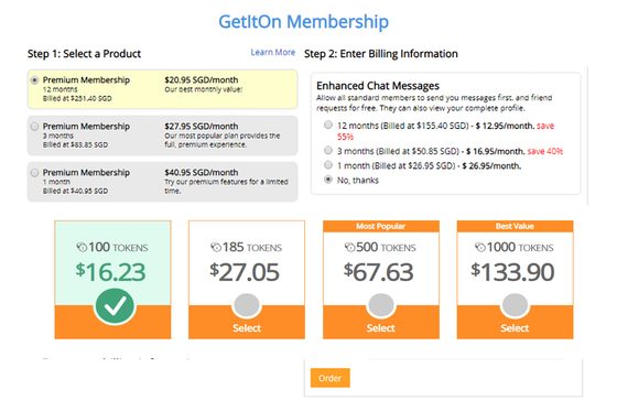Screenshot of the Get It On prices