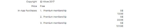 Screenshot of the Hitwe prices