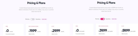 Screenshot of the Kasual prices