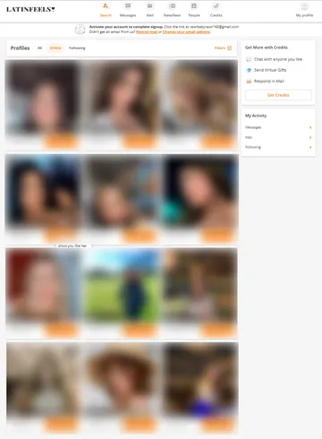 Screenshot of the Latin Feels website