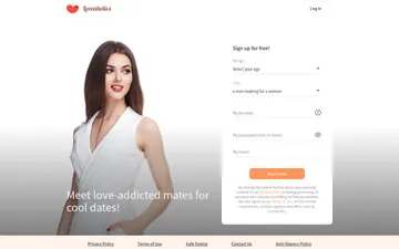 Screenshot of the Loveaholics website