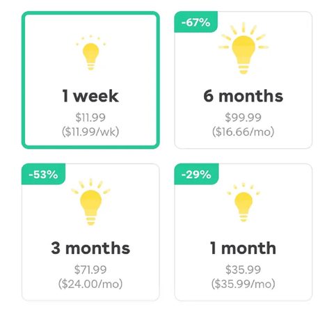 Screenshot of the Lumen prices