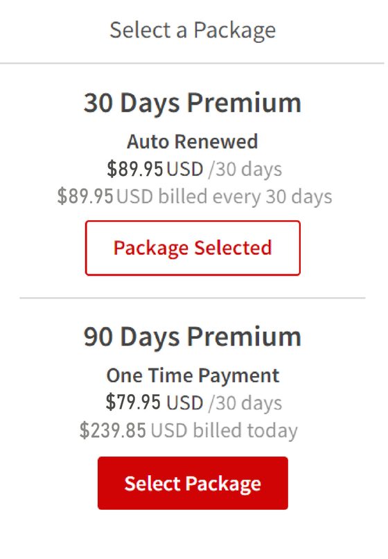 Screenshot of the Seeking Arrangement prices