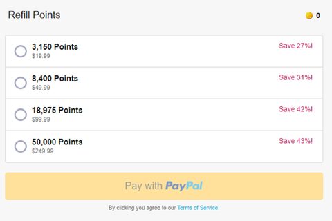 Screenshot of the Skout prices