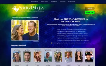 Screenshot of the Spiritual Singles website