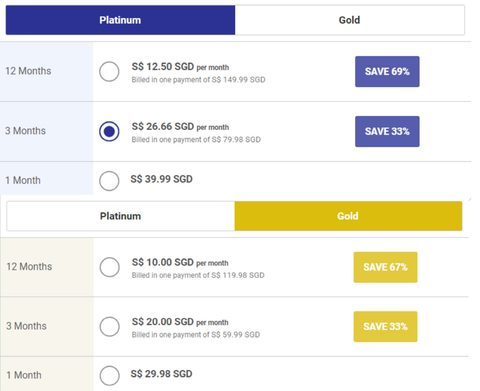 Screenshot of the Thai Cupid prices