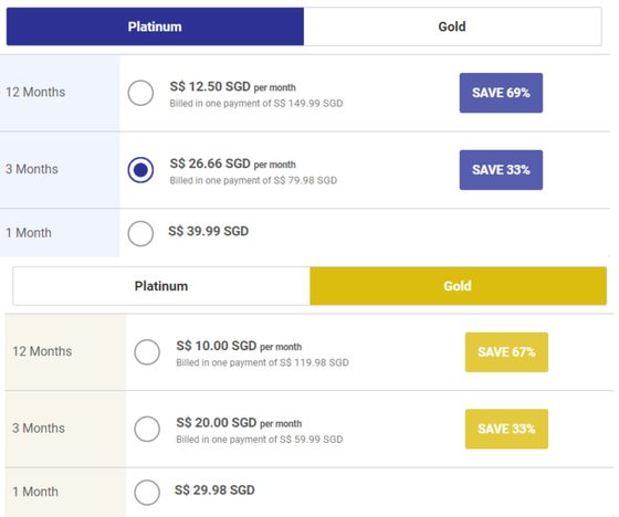 Screenshot of the Ukraine Date prices