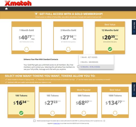 Screenshot of the XMatch prices