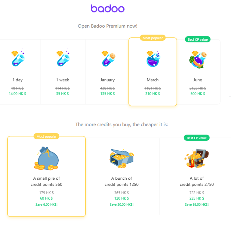Badoo price range