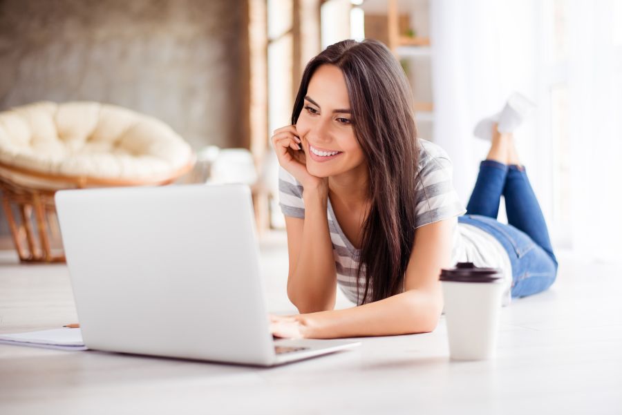 woman using laptop